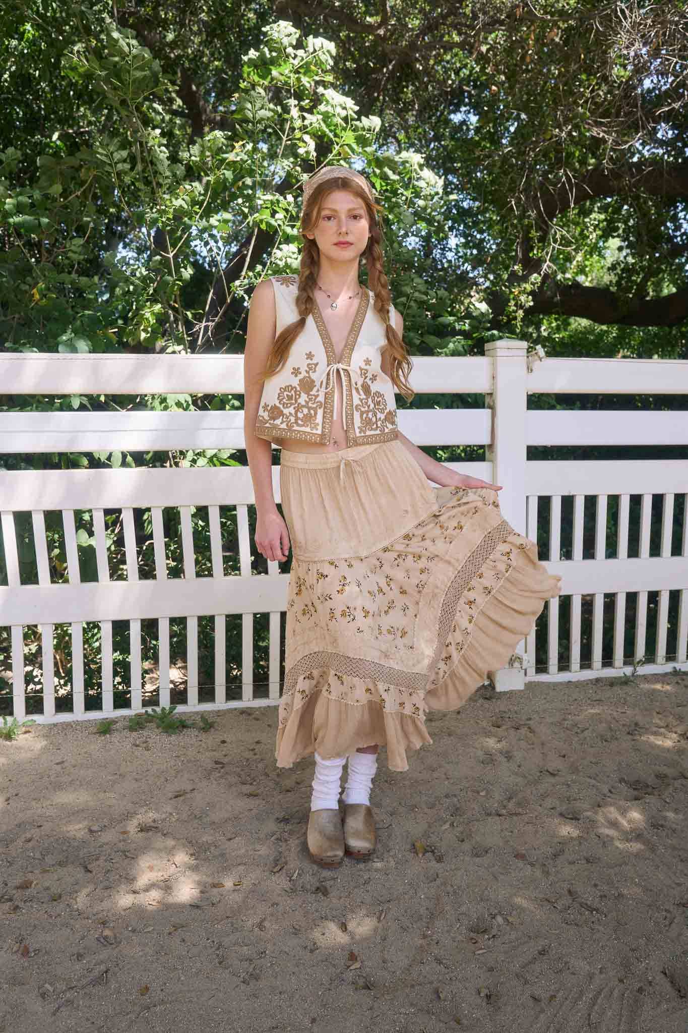 Embroidered Tie Vest