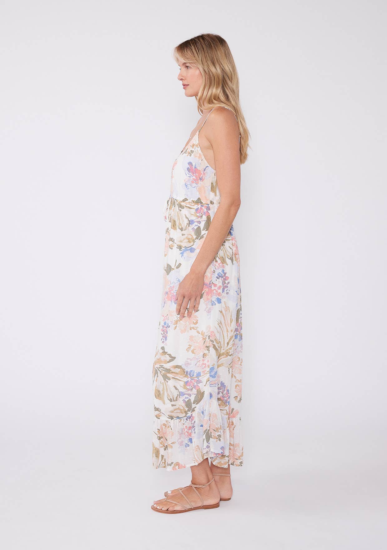 Caitlyn Floral Clip Dot Midi Dress