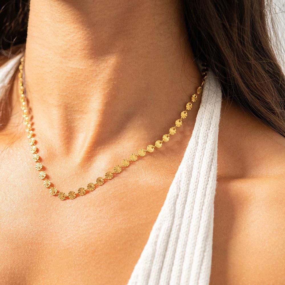 Sunburst Chain Necklace - Gold