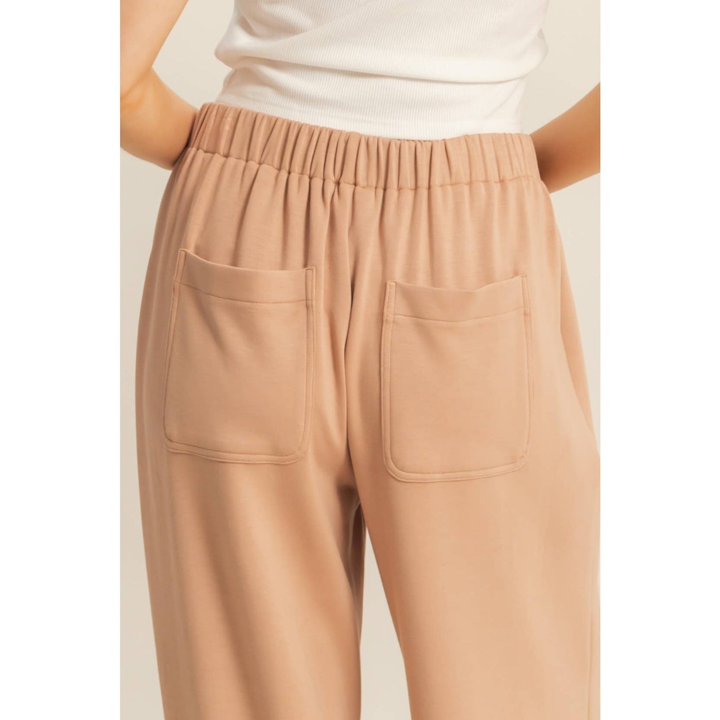 Taupe Wide-Leg Knit Pants