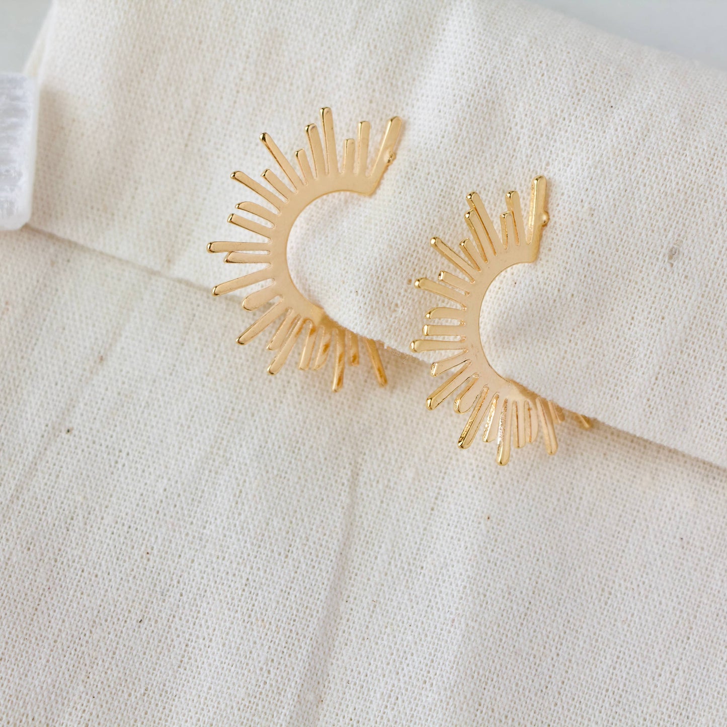 Sun Hoop Earrings - Gold and Silver: Yellow Gold
