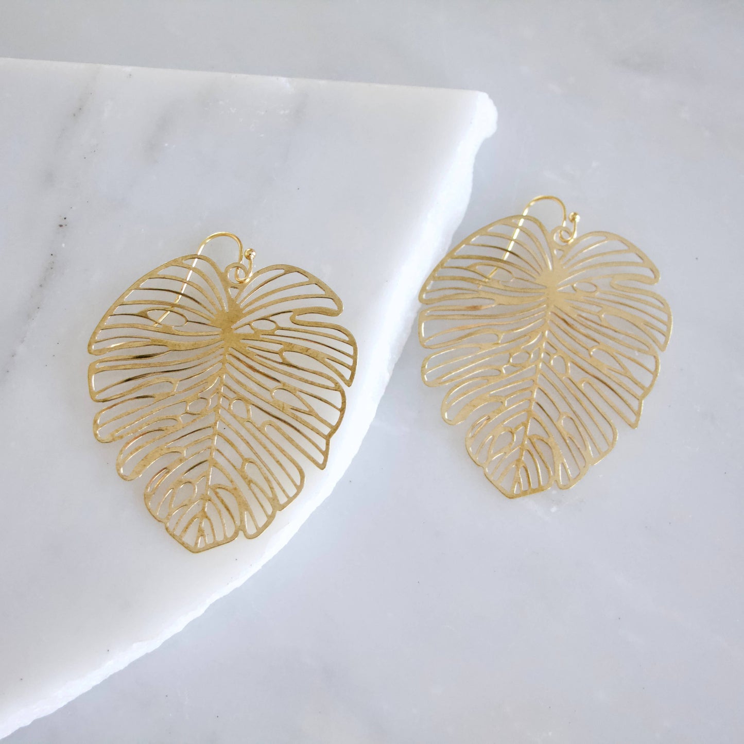 Large Monstera Leaf Earrings