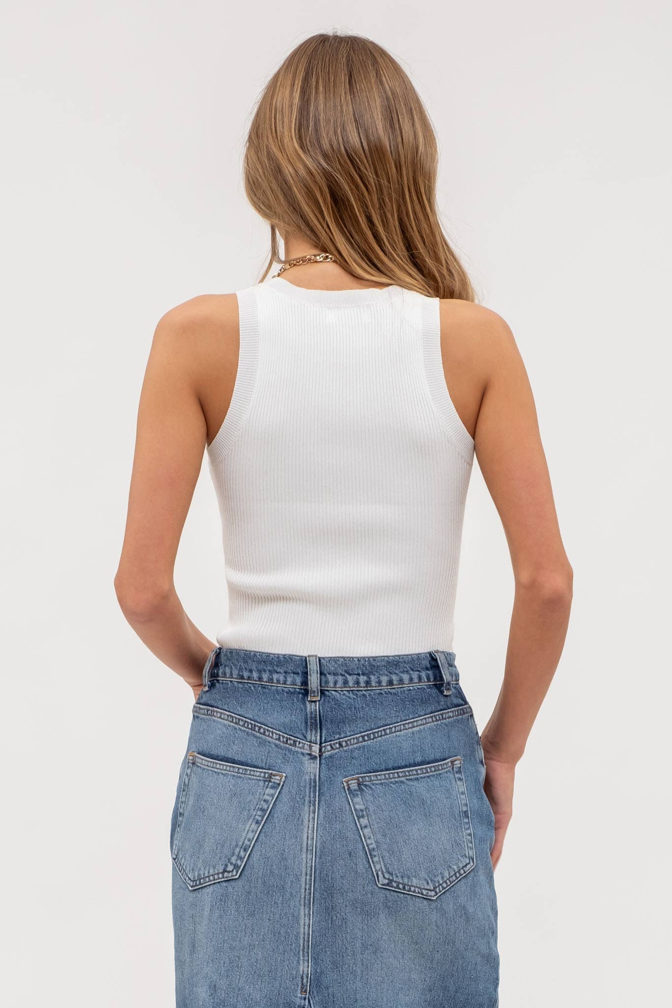 White High Neck Tank