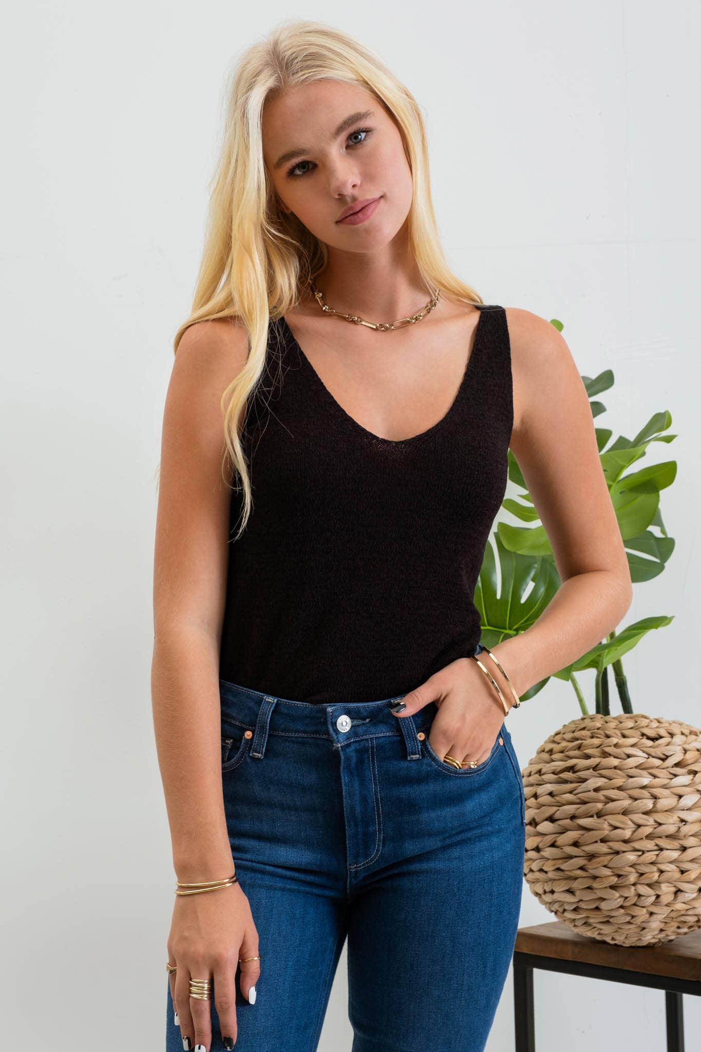 Knit Tank Top - Black