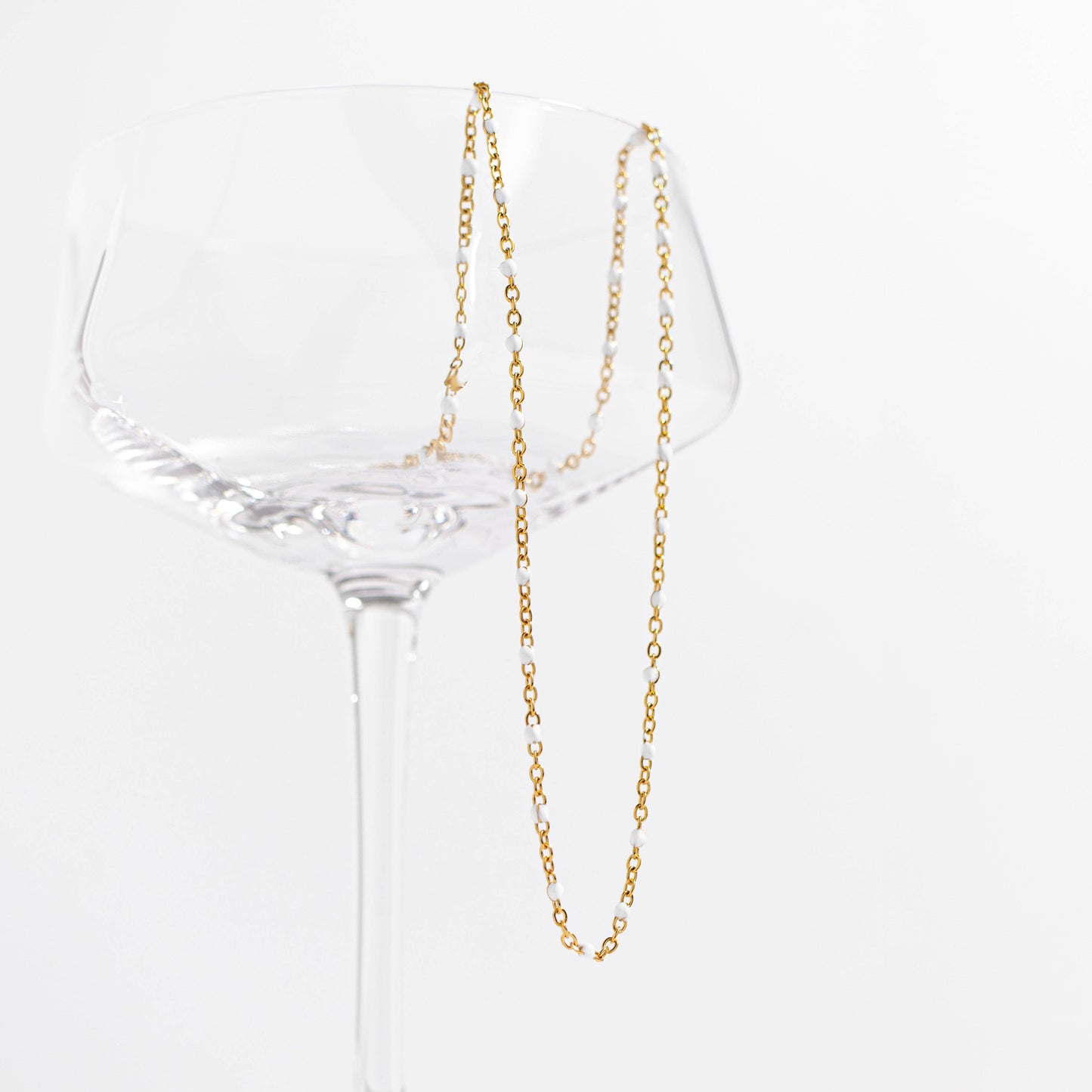 Gold + White Confetti Chain Necklace