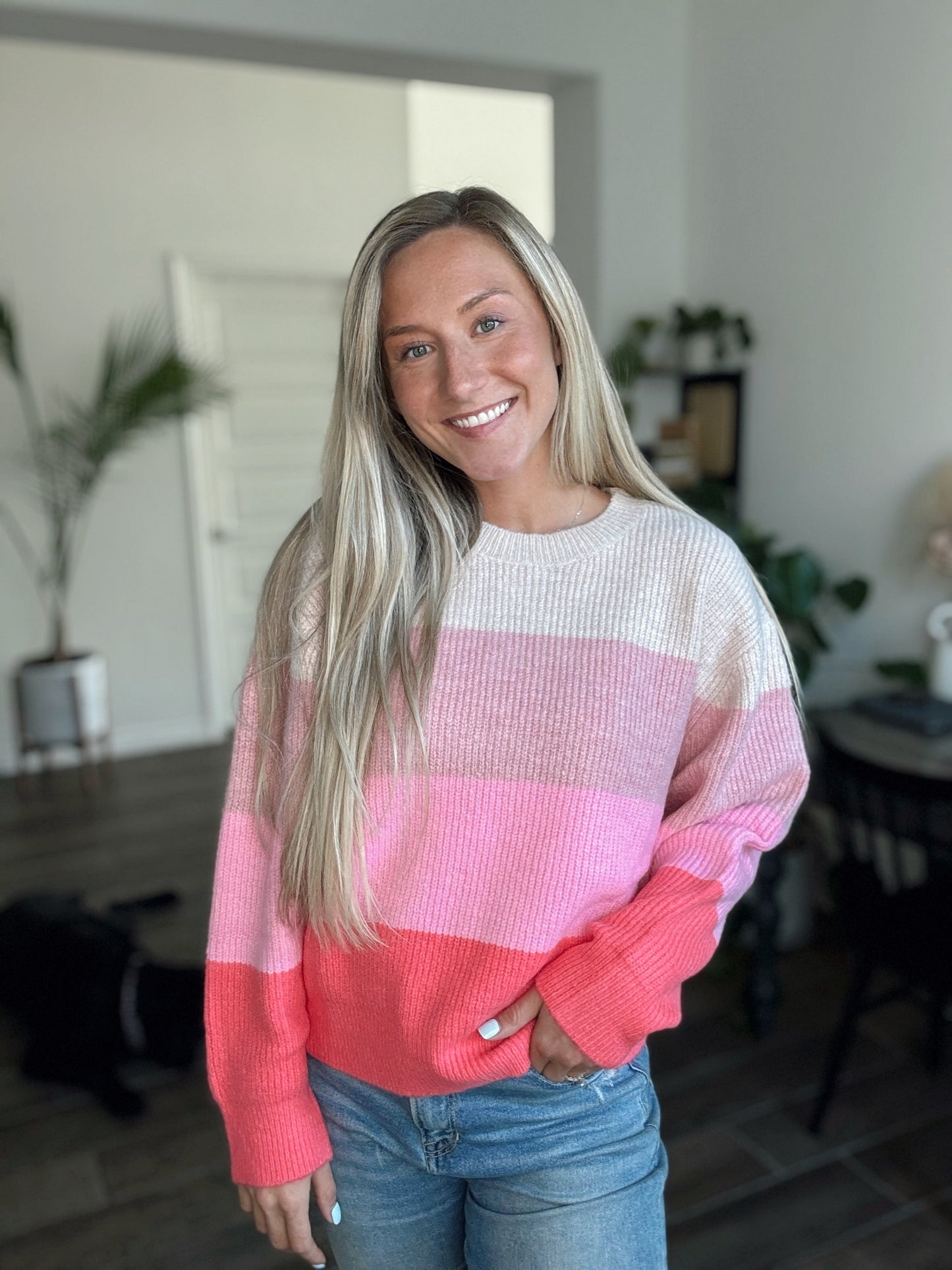 Pink Skies Colorblock Sweater