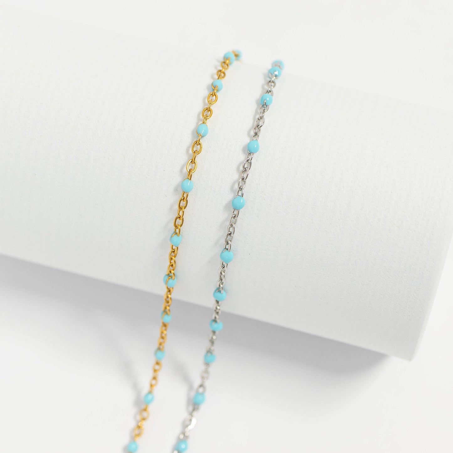 Gold + Turquoise Confetti Chain Bracelet