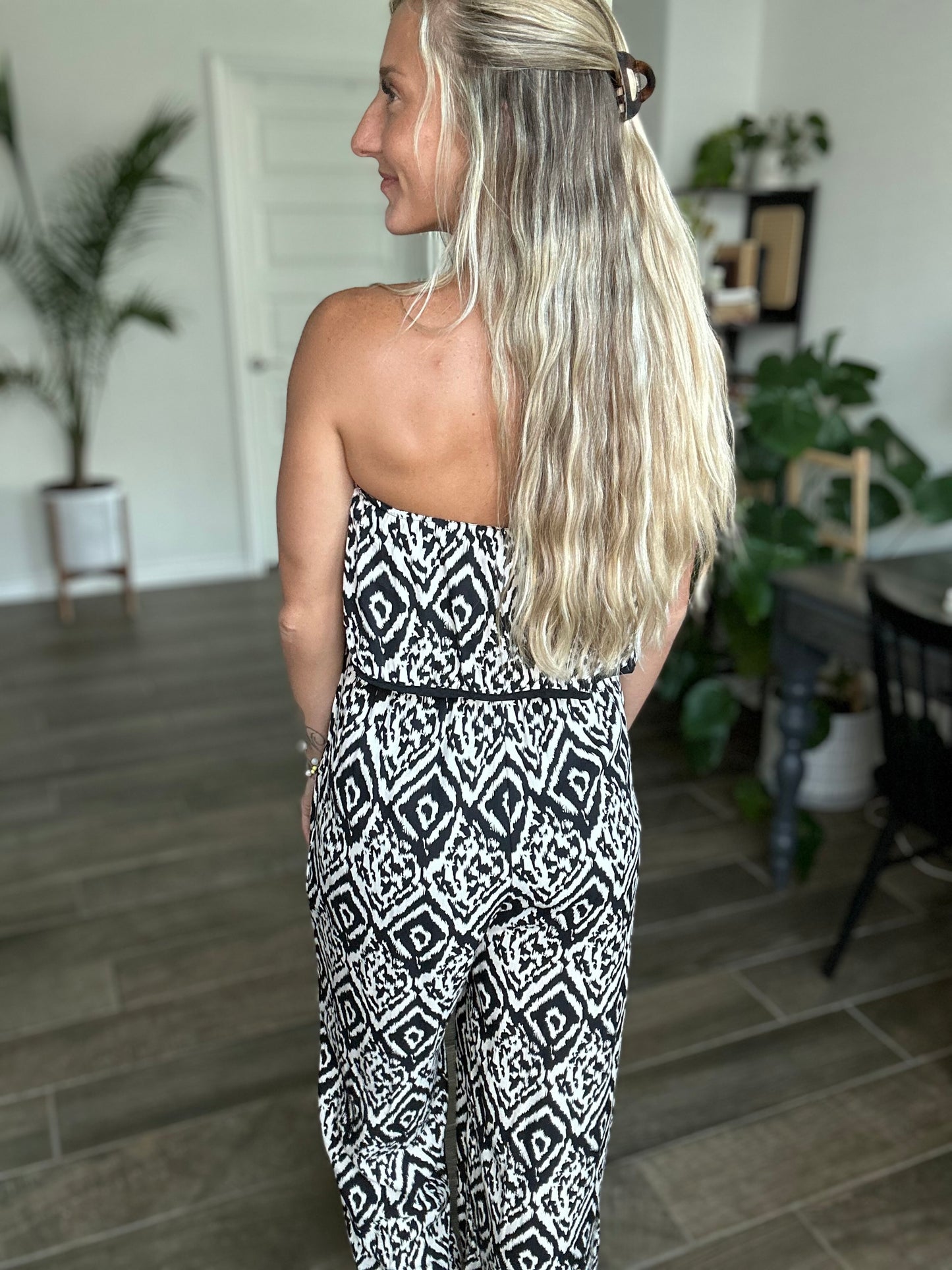 Black & White Ikat Jumpsuit