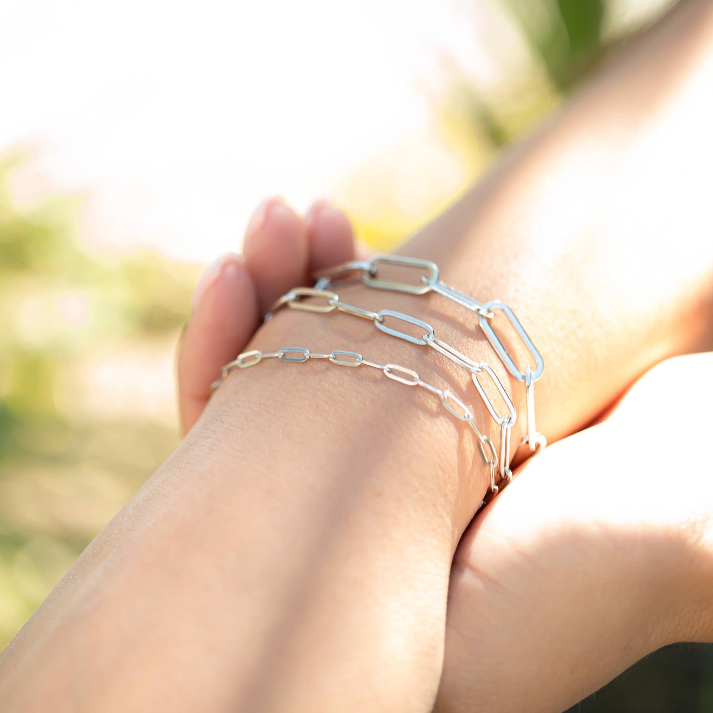 Silver Dainty Paperclip Chain Bracelet