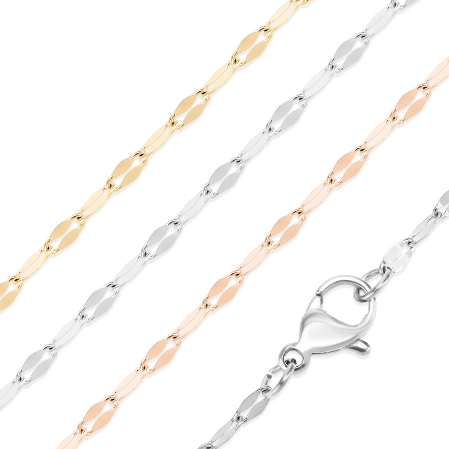 Stainless Steel Lip Chain Necklace: Gold / 16"