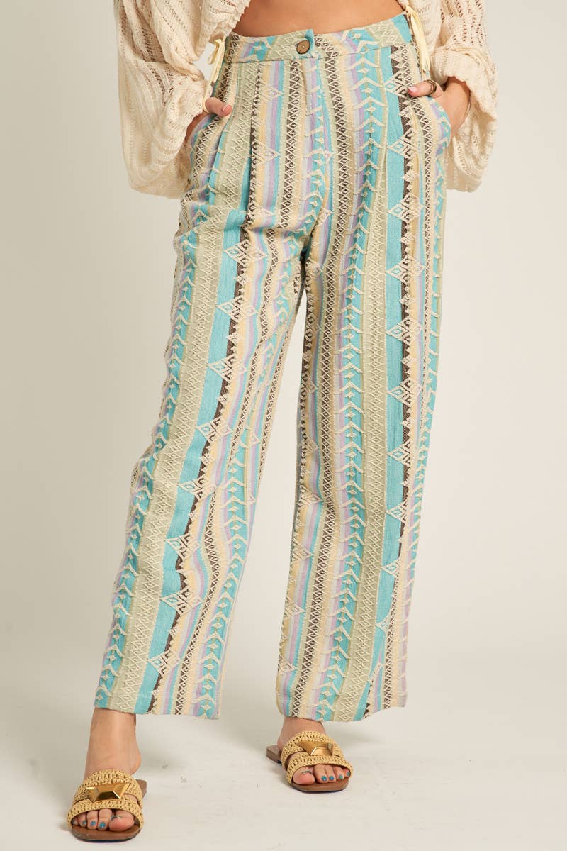 Embroidered High Waisted Pants