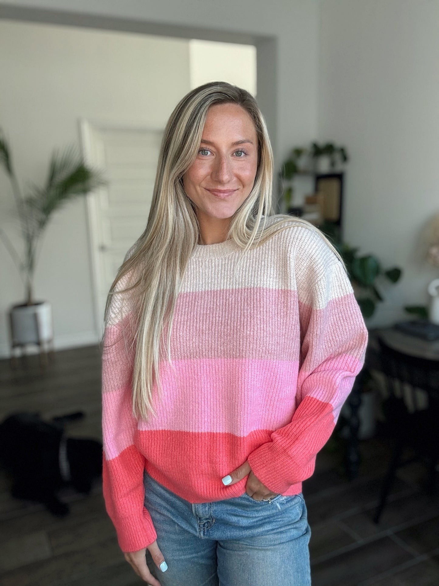 Pink Skies Colorblock Sweater
