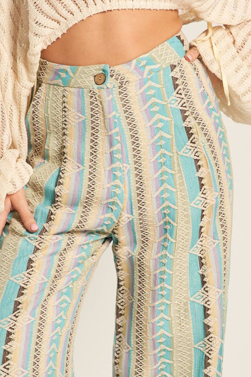 Embroidered High Waisted Pants