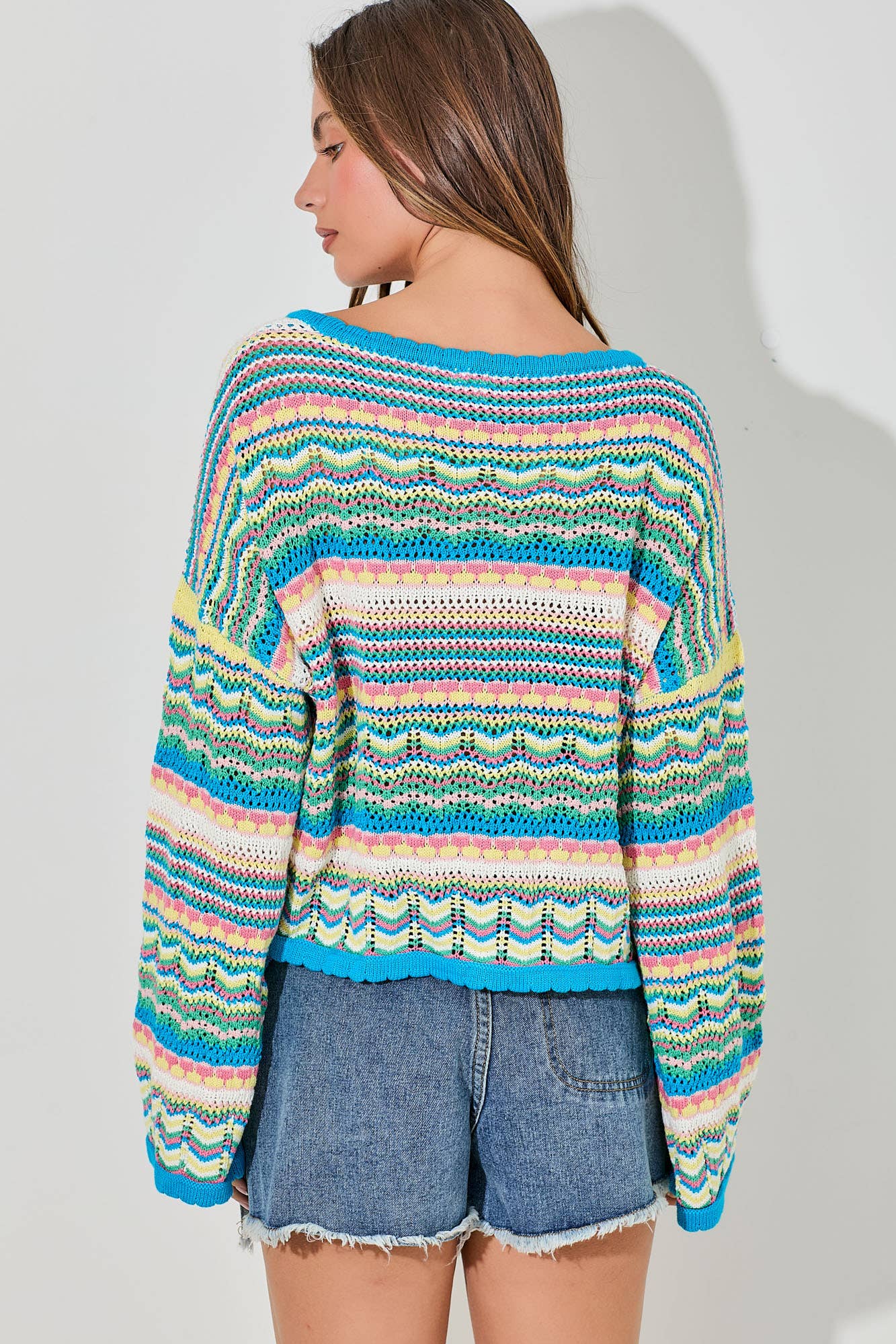 Multicolor Crochet Knit Sweater