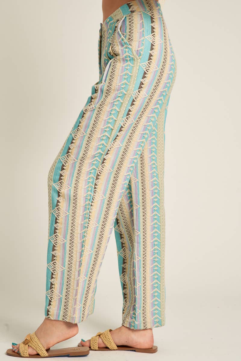 Embroidered High Waisted Pants