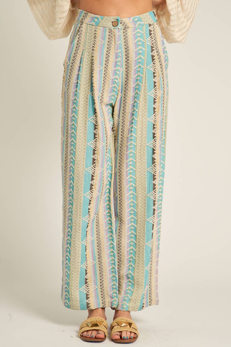 Embroidered High Waisted Pants