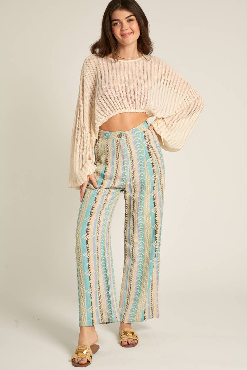 Embroidered High Waisted Pants
