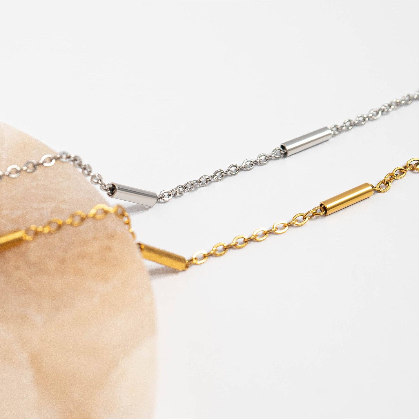 Gold Satellite Bar Chain Necklace