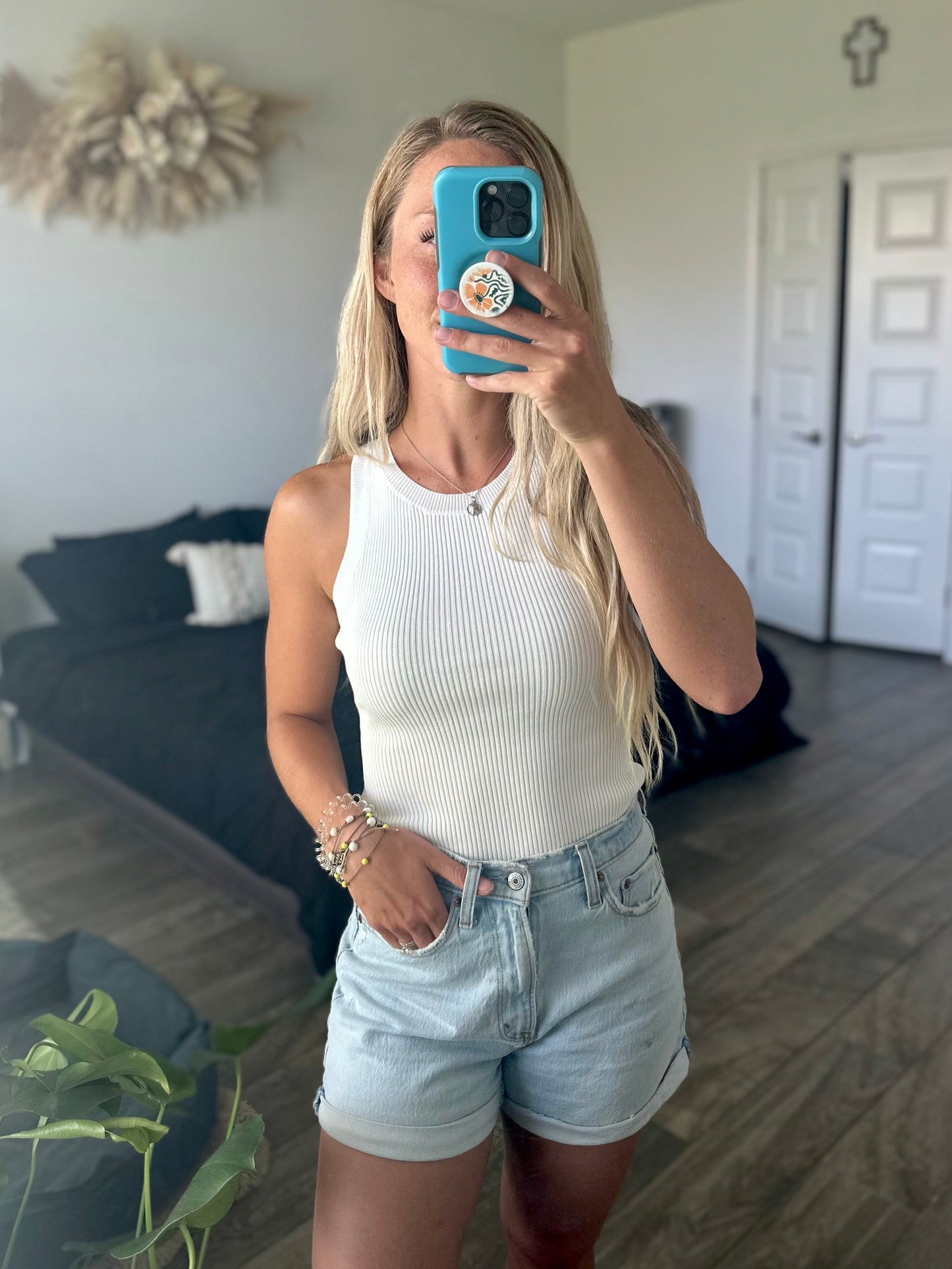 White High Neck Tank