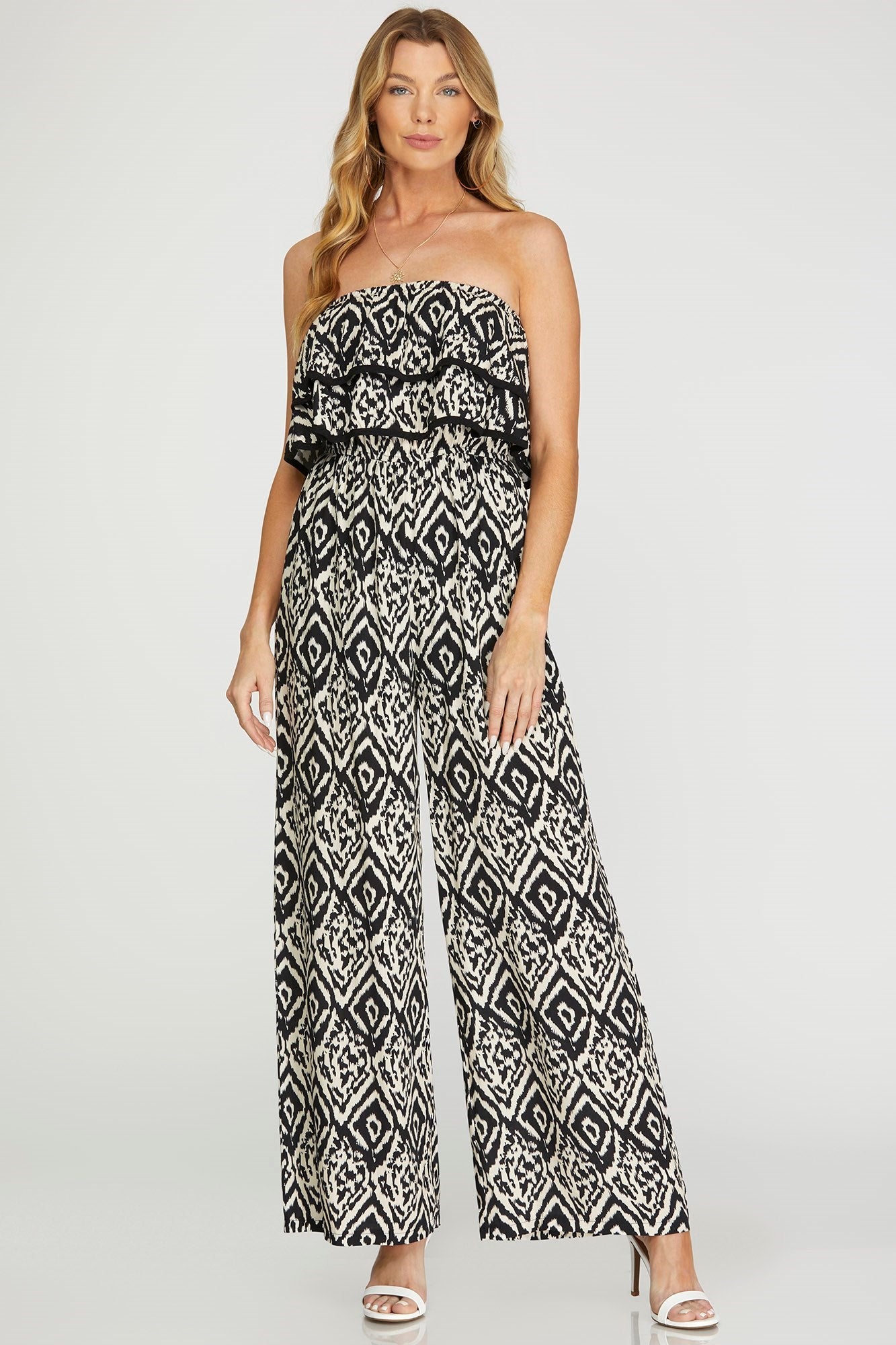 Black & White Ikat Jumpsuit