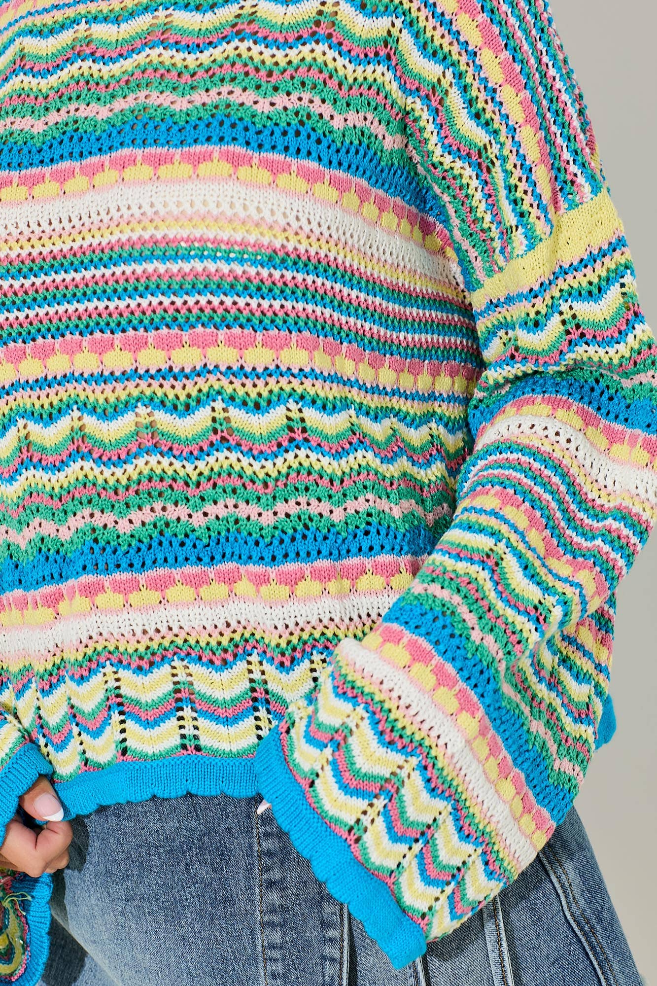 Multicolor Crochet Knit Sweater