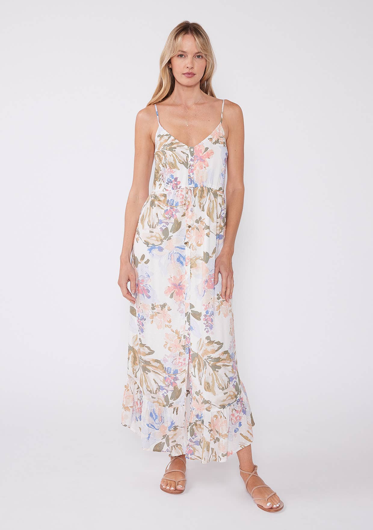 Caitlyn Floral Clip Dot Midi Dress