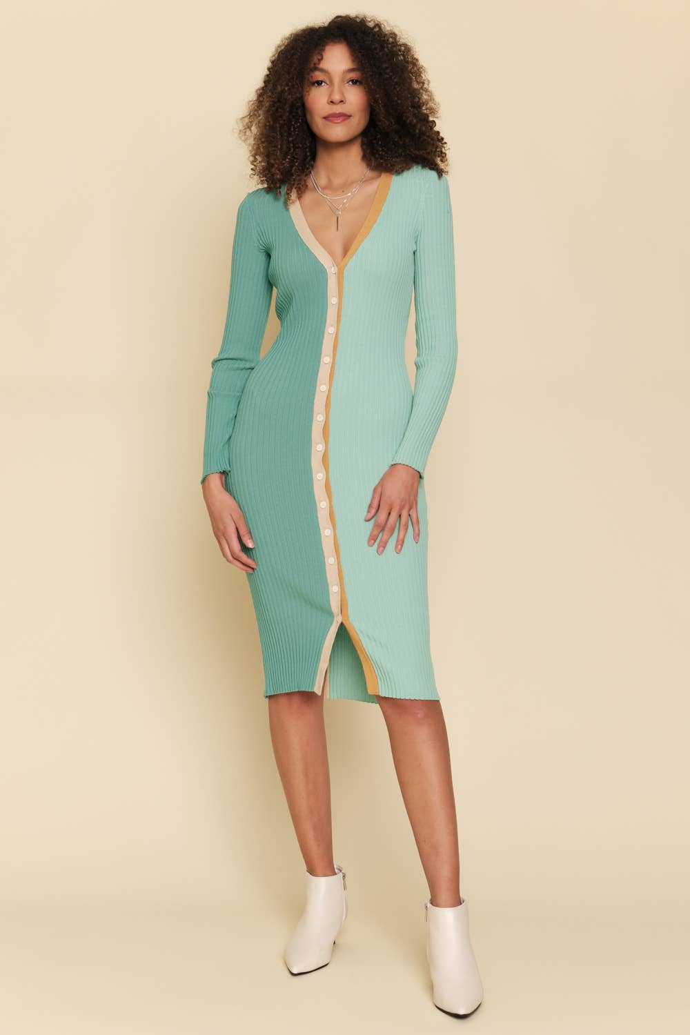 Seafoam Color Block Sweater Dress