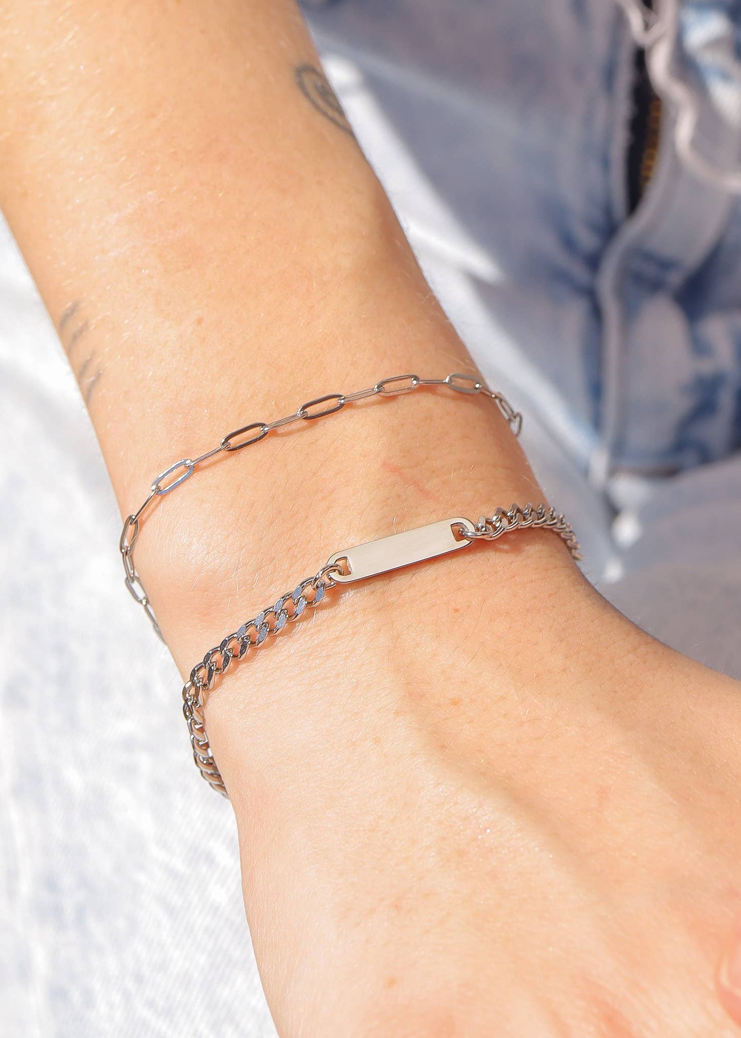 Silver Dainty Paperclip Chain Bracelet