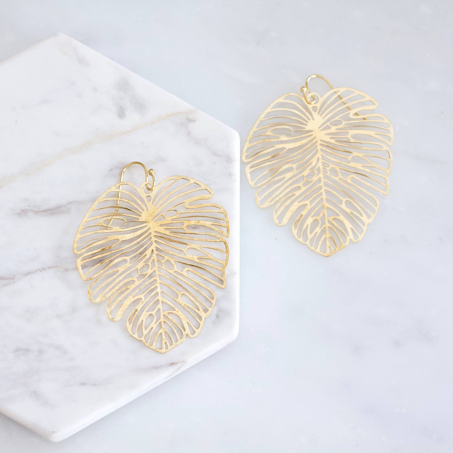 Large Monstera Leaf Earrings