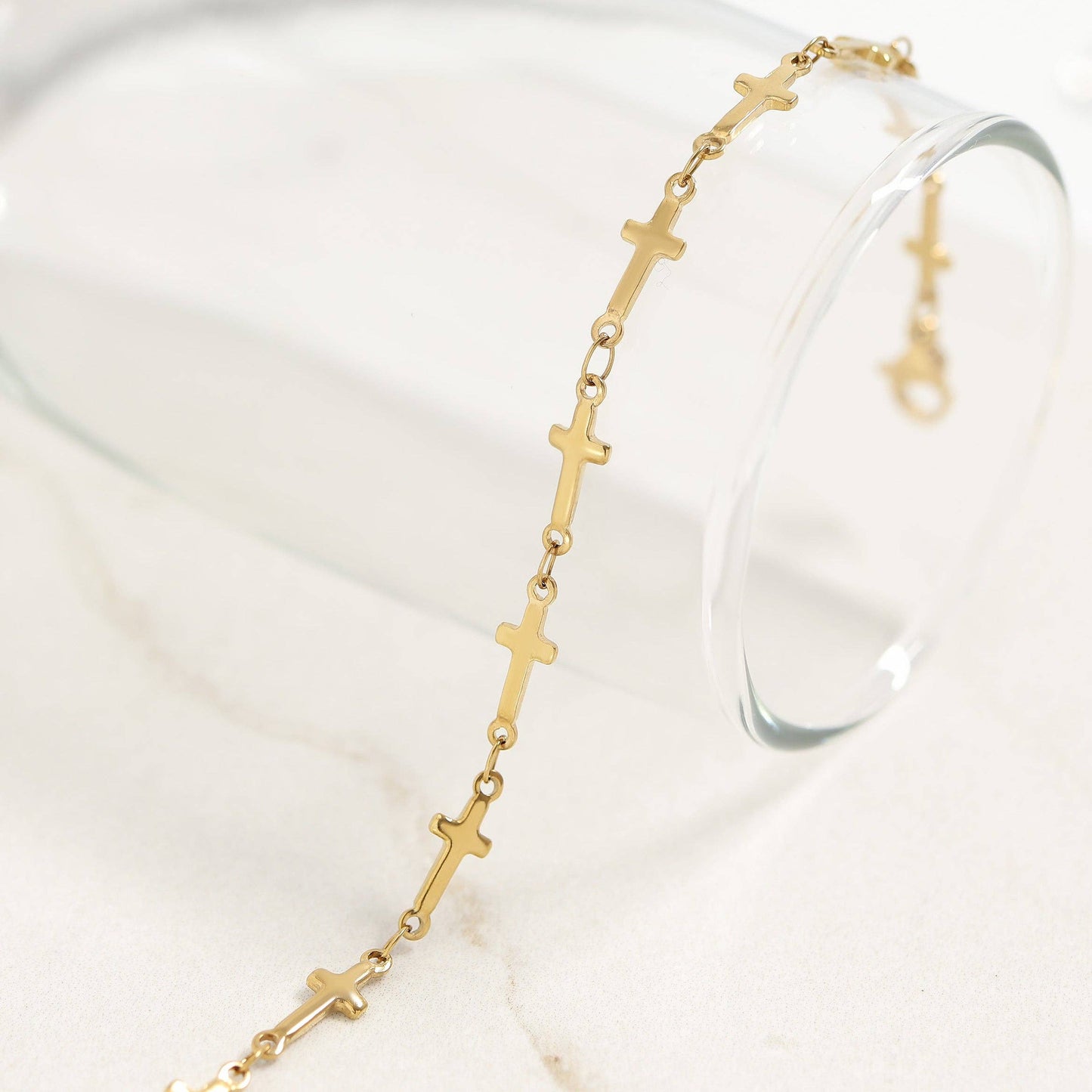 Gold Cross Chain Bracelet