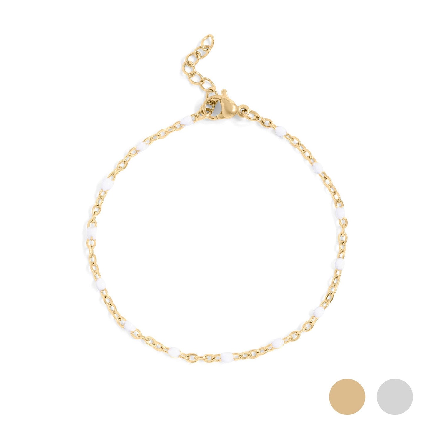 Gold + White Confetti Chain Bracelet