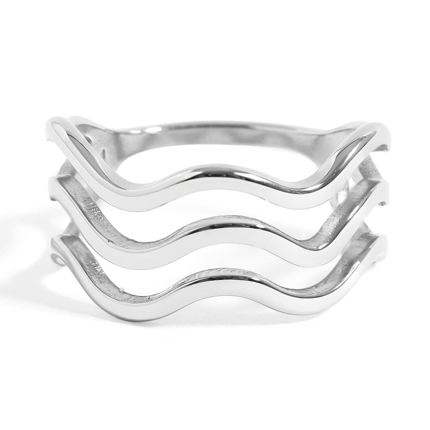 Stainless Steel Triple Wave Ring