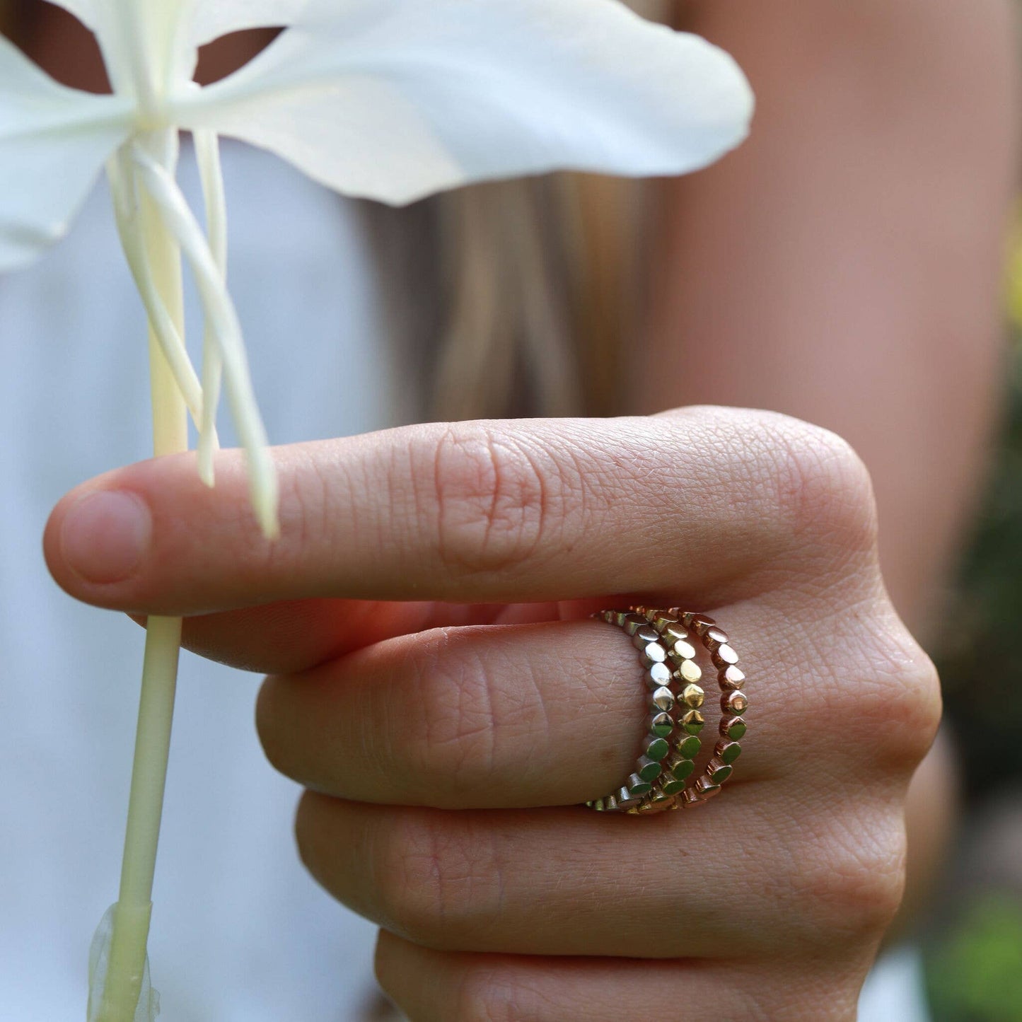 Flat Beaded Stacking Ring