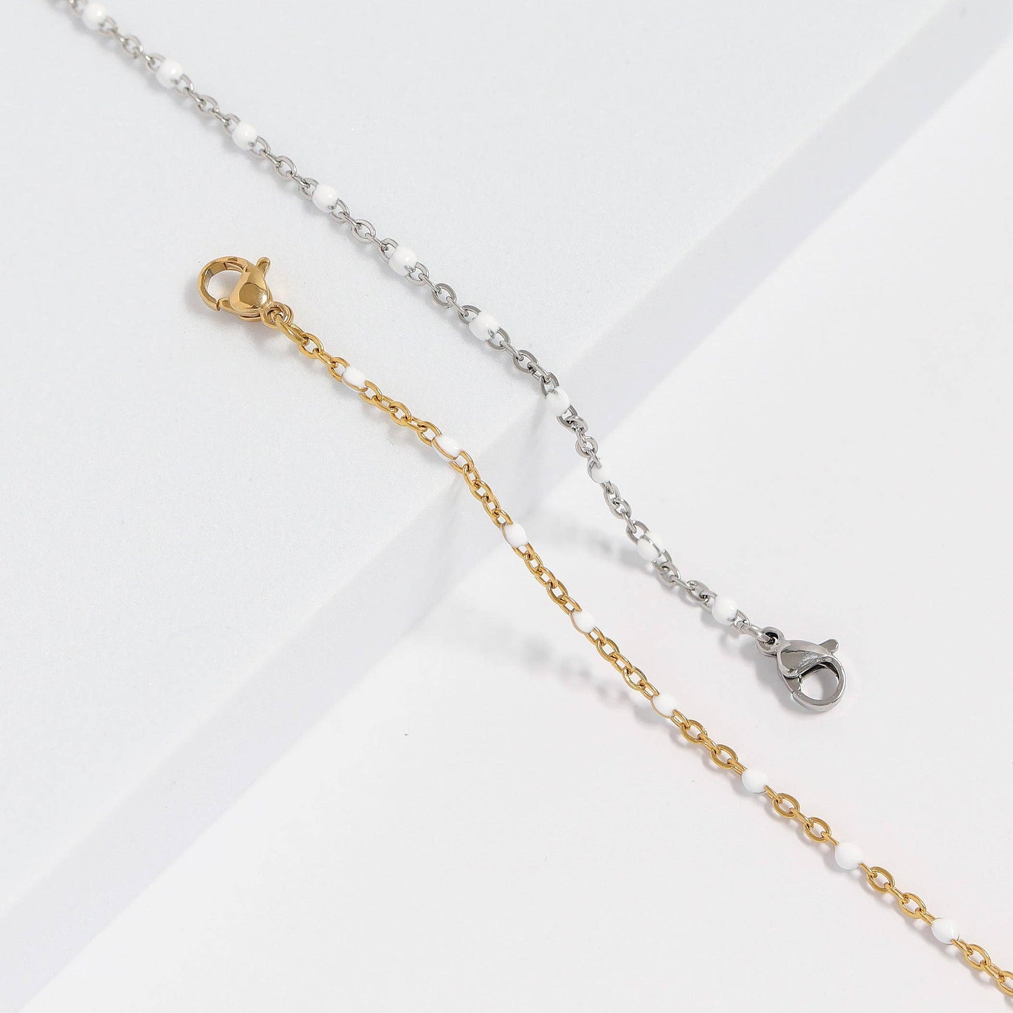 Gold + White Confetti Chain Bracelet