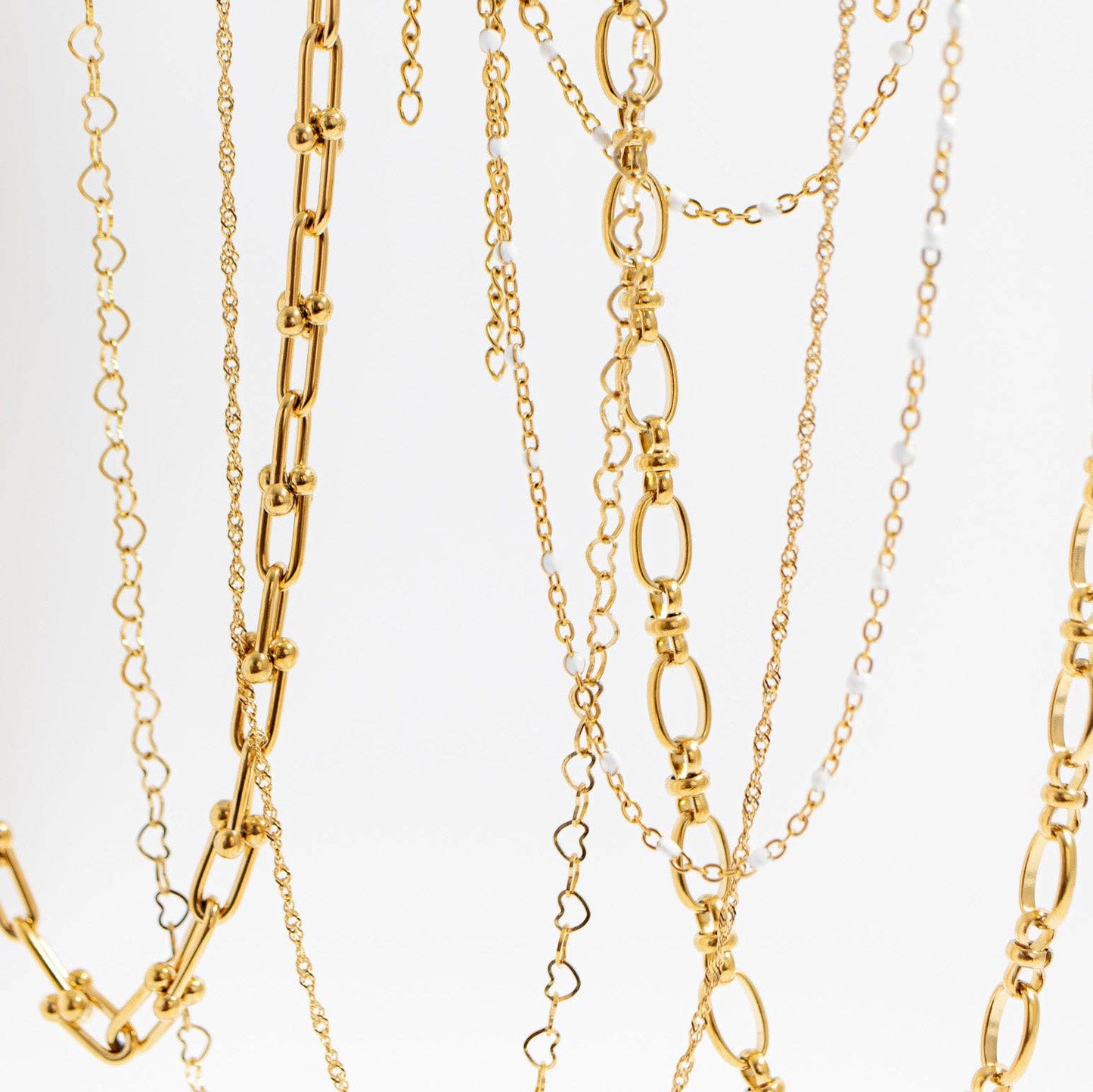 Gold + White Confetti Chain Necklace