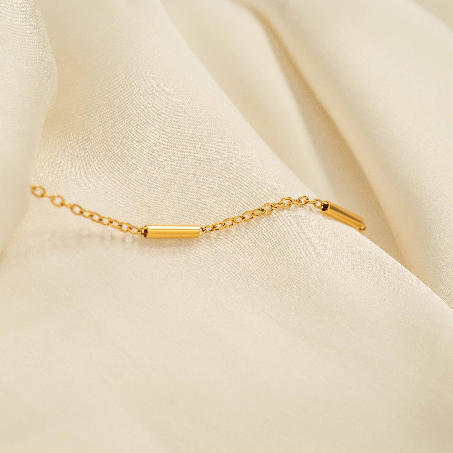 Gold Satellite Bar Chain Necklace