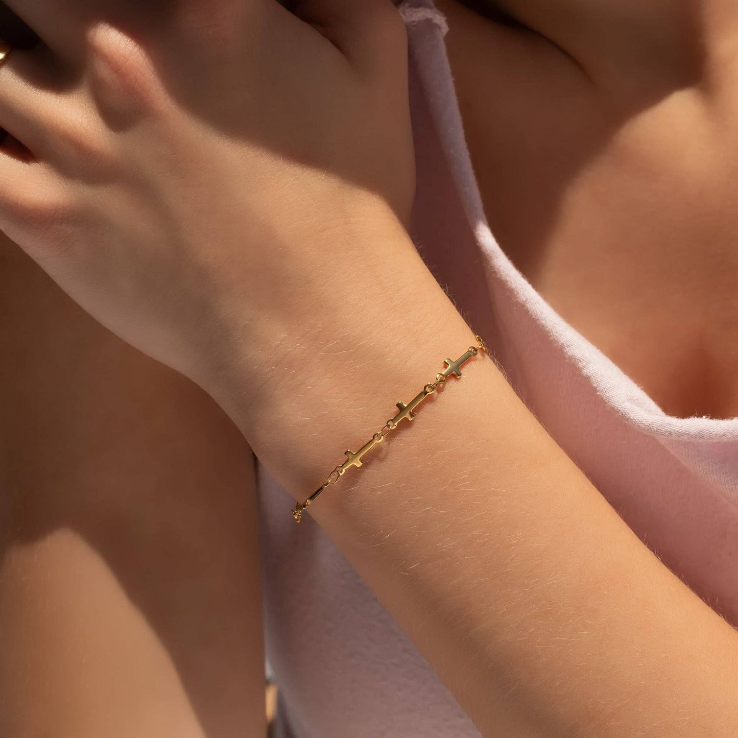 Gold Cross Chain Bracelet