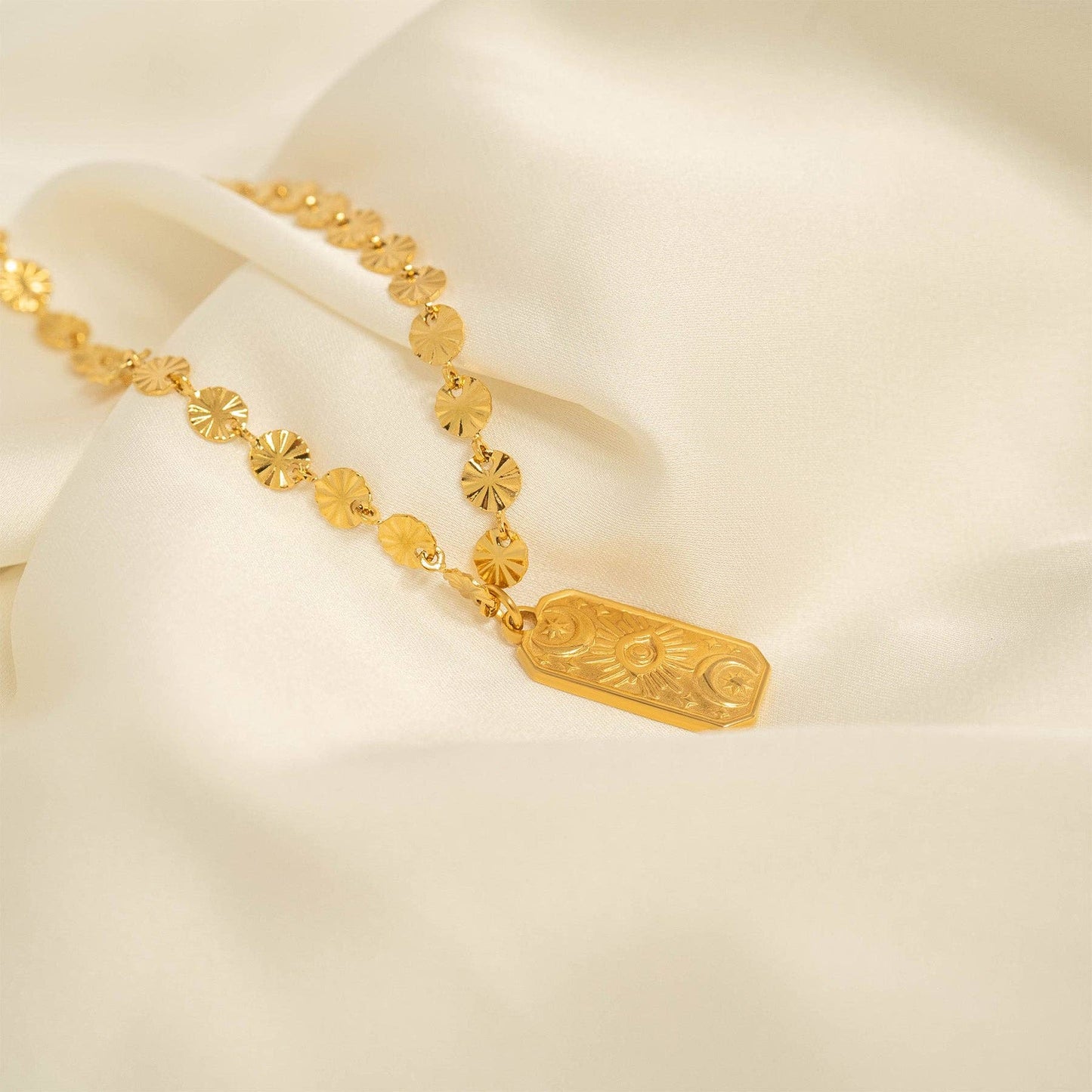 Sunburst Chain Necklace - Gold