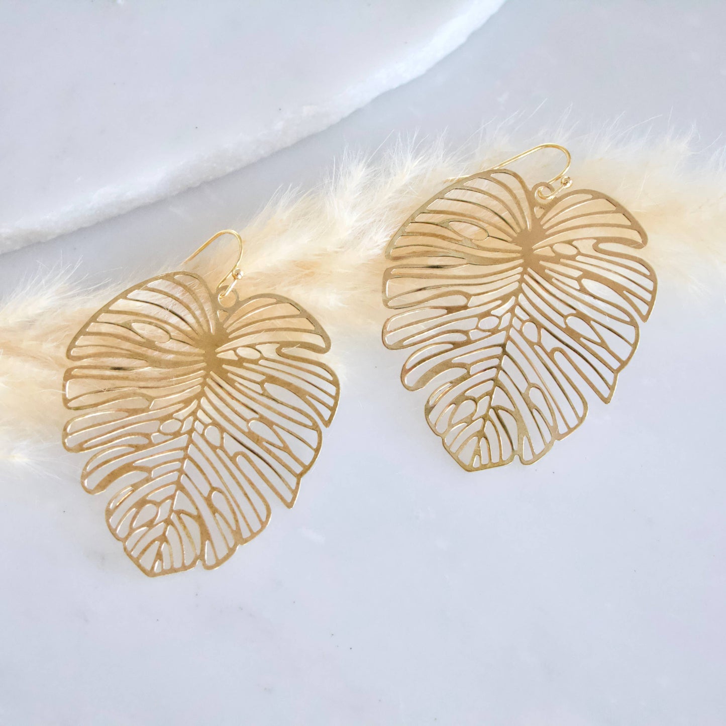 Large Monstera Leaf Earrings