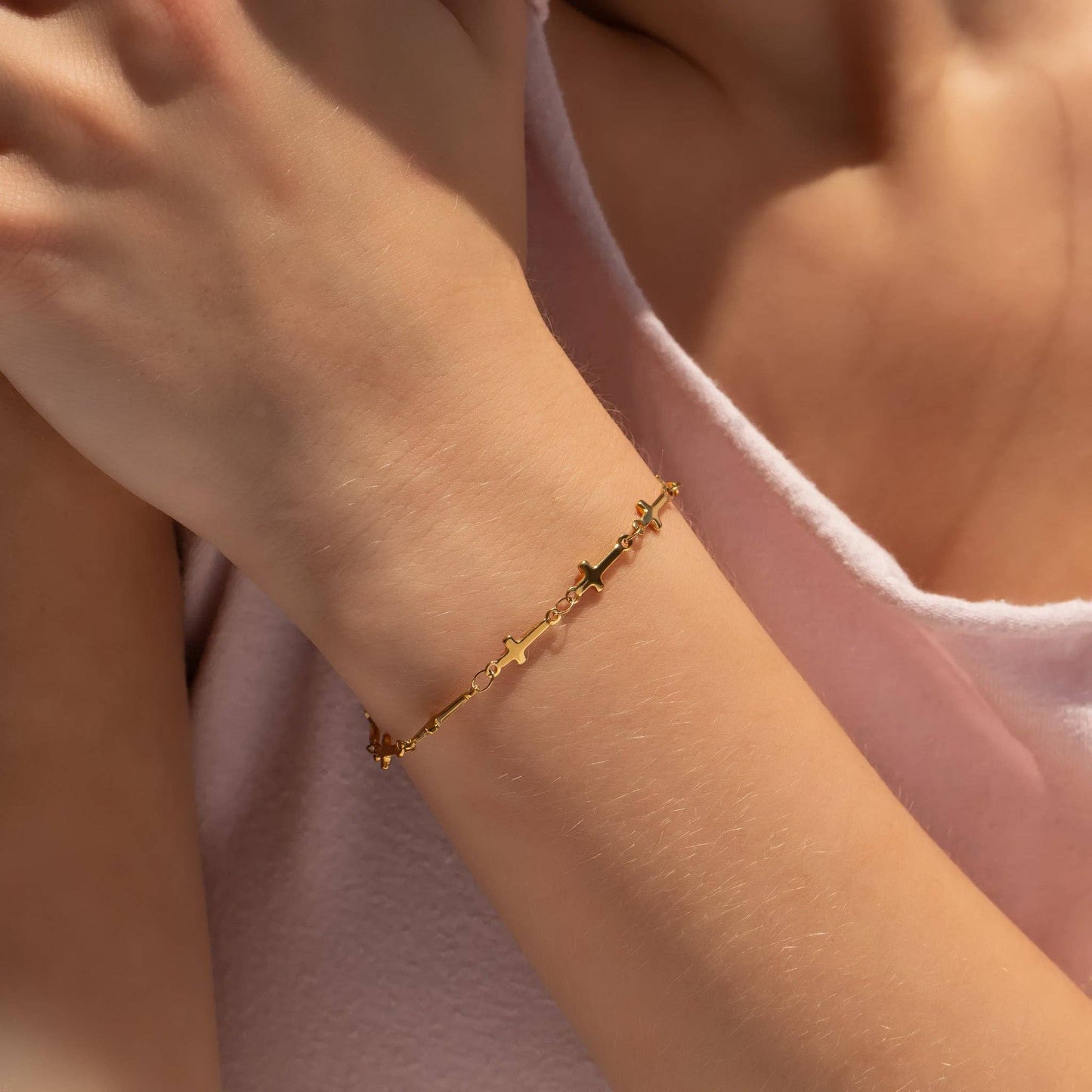 Gold Cross Chain Bracelet