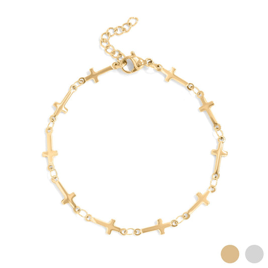 Gold Cross Chain Bracelet