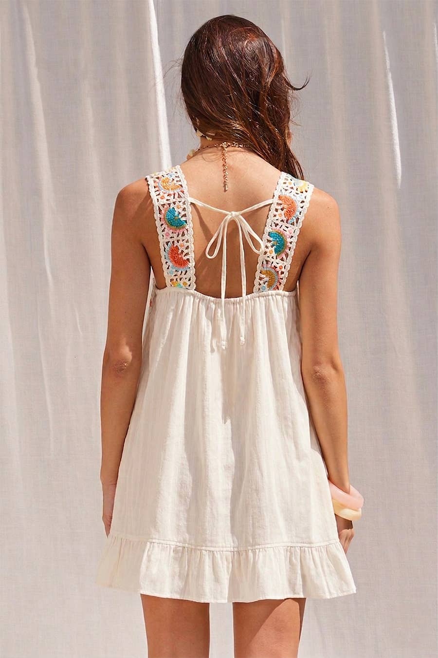 Crochet Trim Mini Dress
