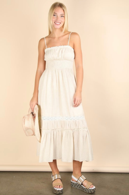 Lace Trim Midi Dress