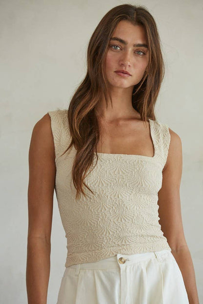 Knit Seamless Jacquard Tank - Oak