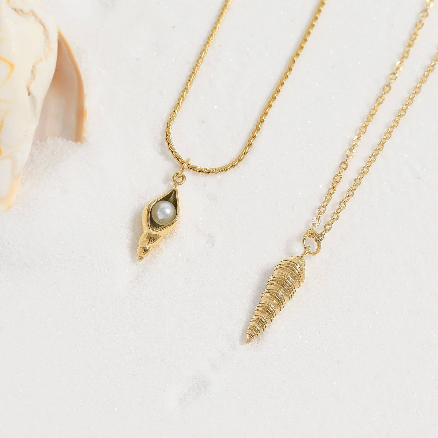 Paperclip Chain + Pearl Conch