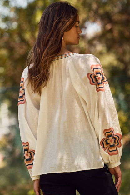 Embroidered Flower Blouse