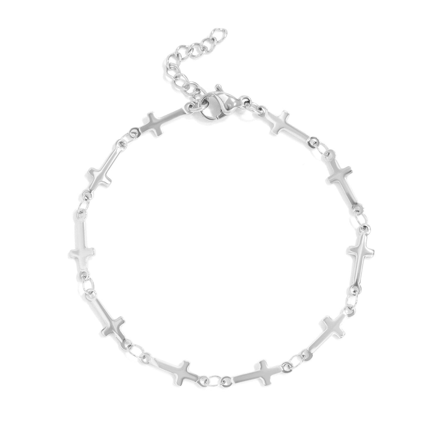 Silver Cross Chain Bracelet