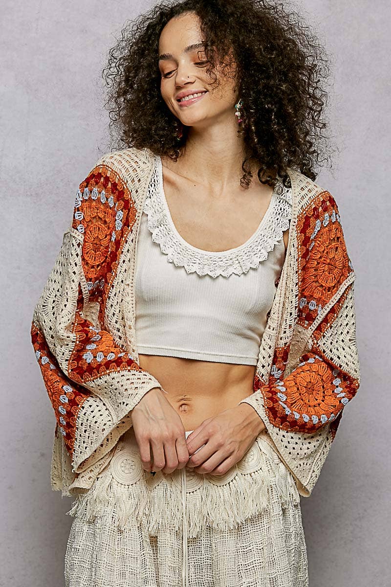 Sunset Crochet Open Cardigan Top
