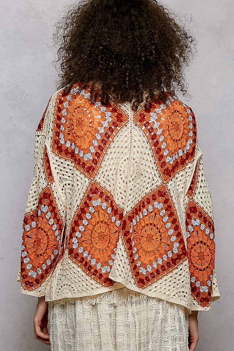 Sunset Crochet Open Cardigan Top