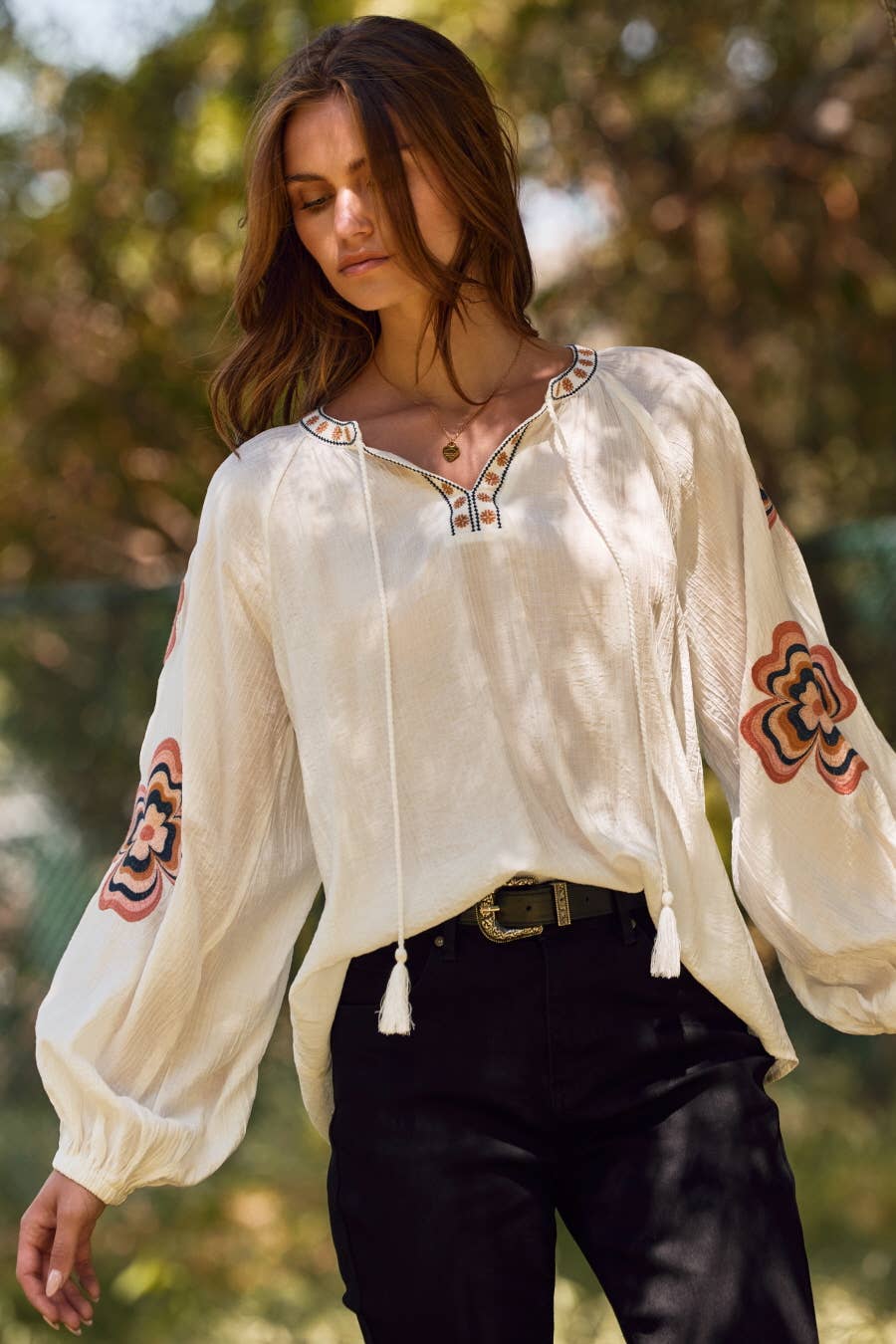 Embroidered Flower Blouse